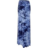 Lock and Love WB1058 Womens Tie Dye Fold Over Maxi Skirt XXXL Navy