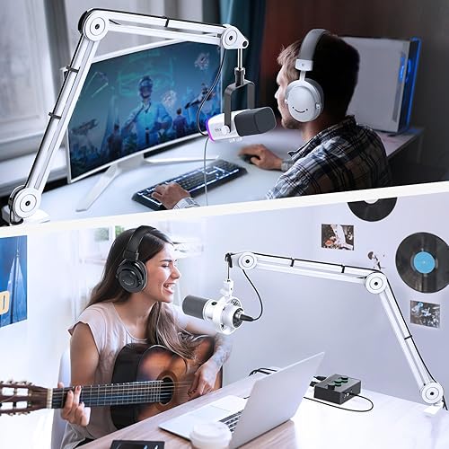 FIFINE Microphone Boom Arm Stand, Metal Heavy Duty Mic Stand