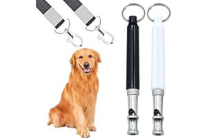 FAFAAWFF 2 Pcs Dog Whistles with Lanyard, Dog Whistle to Stop Barking, Adjustable Frequency Ultrasonic Dog Whistle, Professional Recall Dog Training Whistle