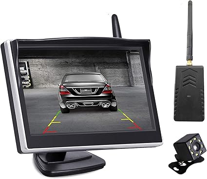 Amazon 5インチバックモニターカメラセット 車載オンダッシュモニター ワイヤレス信号 12ｖ 24v車用 170度広角 Ip68防水カメラ ナイトビジョン 正像 鏡像切替 ガイドライン表示 駐車支援 車 バイク 家電 カメラ
