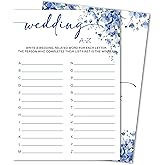 Fihjm Blue Floral Bridal Shower Games for 30 Guests, Wedding A-Z Bridal Shower Games Cards, Activities for Weddings, Engagement Party Supplie & Activity, Bachelorette Party Ideas -12