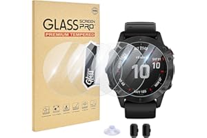 EasEasy 4 PCS Compatible for Garmin Fenix 6 Pro/6 Pro Solar/6/6 Sapphire Screen Protector Glass With Dust Plug, Clear Anti-sc