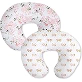 Little Grape Land Nursing Pillow Covers 2 Pack, Soft & Breathable Removable Breastfeeding Pillows Covers for Feeding Pillows, Nursing Pillow Slipcover for Baby Girls Boys, (Butterfly & Floral)