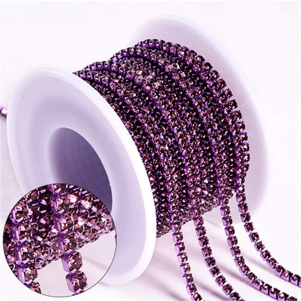 Dogggy Rhinestone Chain 10 Yard Crystal Rhinestone Close Chain Trimming Claw Chain Crystal Bead Chain Craft and Decoration Chain for Weeding DIY Decoration 2mm/ 2.5mm 1PCS