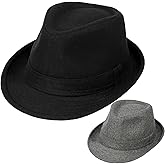 2 Pack Manhattan Fedora Hat for Men Gangster Trilby Vintage Felt Hat