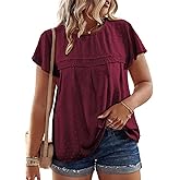 Eytino Plus Size Tops for Women Crewneck Lace Crochet Pom Pom Blouses Summer Short Sleeve Casual Business Shirts (1X-5X)