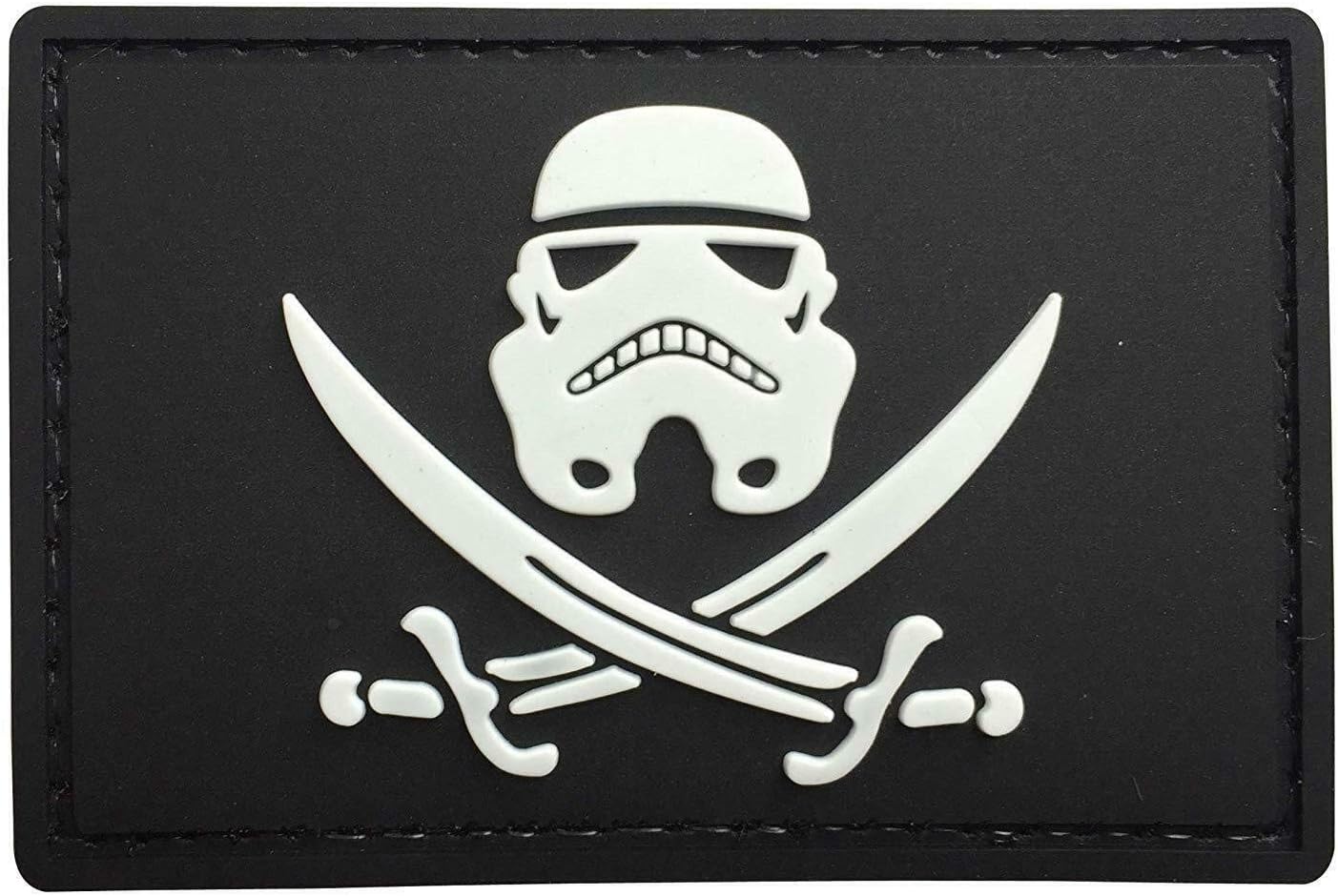 LIVABIT PVC Morale Patch Skull and Bone Pirate Storm Trooper 3D Badge Hook & Loop 3" x 2" MP-79