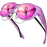 URUMQI Sunglasses Over Glasses Women, Polarized UV400 Protection Fit Over Glasses Sunglasses for Women Round Cat Eye