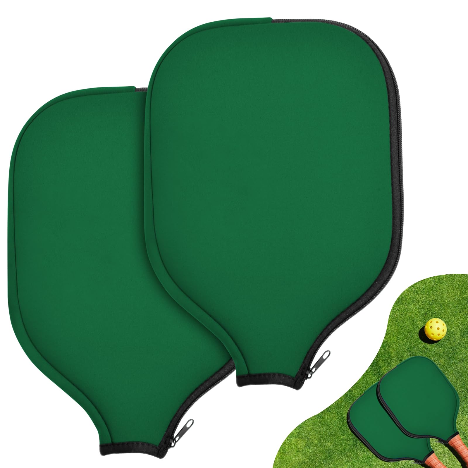 Photo 1 of 2 Pcs Pickleball Paddle Covers, Universal Case Size - 8.6 x 12.2 inches Zippered Racket Sleeve, Durable Neoprene Paddle Cover, Paddle Storage Bag for Most USAPA Standard (Black) (Black) (Green)