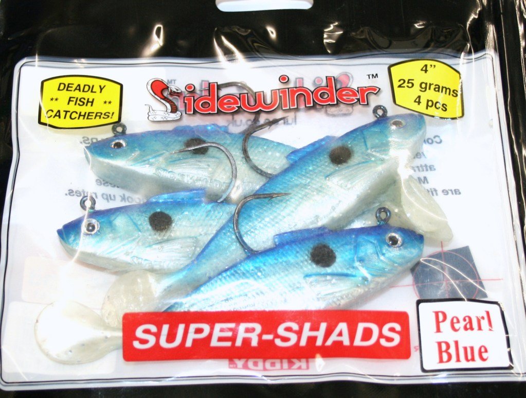 Kiddy Sidewinder 4" Super Shads - 25g - Pearl Blue - Pack Qty 4
