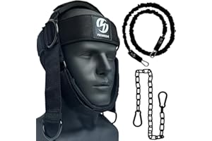Neck Harness for Increases Neck Core Strength - Neck Exerciser with 30" Heavy Duty Steel Chain for Safely Lifting Weights Up 