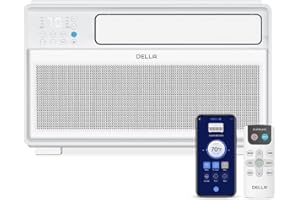 DELLA 8000 BTU Smart Inverter Window Air Conditioner Ultra Quiet AC Unit Cools up to 350 Sq.Ft, Works with Alexa, GEO Location, Energy Star Certified, Remote/Wi-Fi Enabled Control, Easy Install Kit