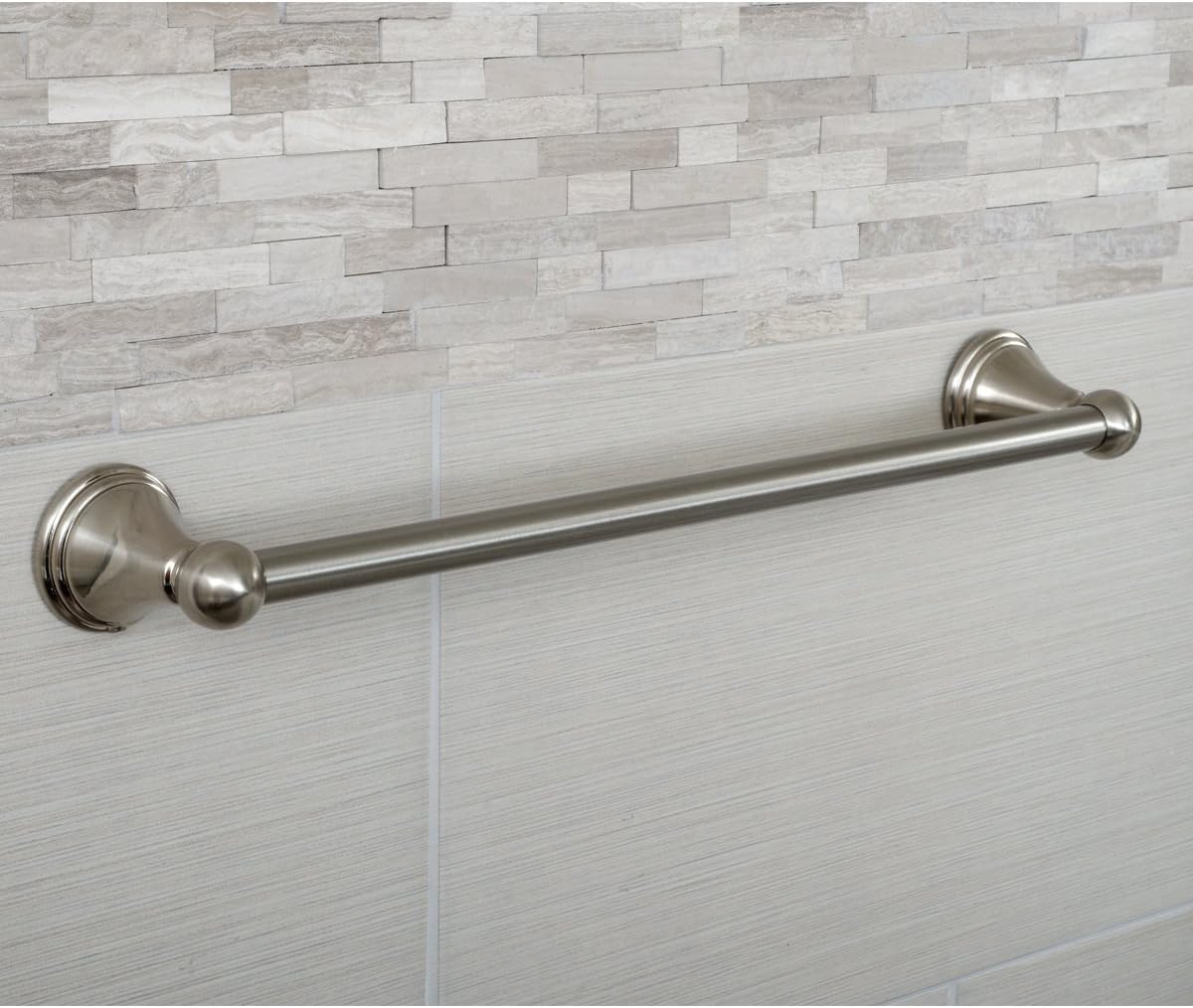 Basics Modern Bathroom Towel Bar Rack, Satin Nickel, 18 Inch - - 