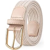 JASGOOD Elastic Braided Stretch Belt Women Golf Casual Fabric Woven Belt 1 3/8" Adjustable Work