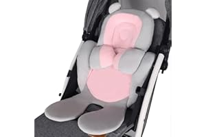 KAKIBLIN Infant Car Seat Insert, Baby Carseat Head & Body Support for Newborn, 2-in-1 Reversible Baby Car Seat Cushion, Soft Stroller Cushion Insert for Car Seats, Bouncer, Strollers, Swing (Pink)
