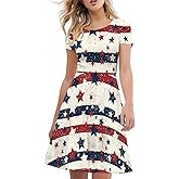 Biyejit Women's Summer Casual Short Sleeve T-Shirt Swing Dress Crew Neck Plus Size S-4XL