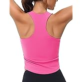 MAGCOMSEN Women's Crop Workout Tank Tops with Built in Bra Fitted Racerback Sleeveless Yoga Shirts Camisole