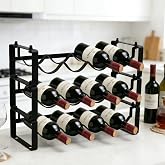 HRUSGO 12 Bottles Wine Rack for Countertop – Stackable Freestanding Wine Bottle Organizer for Kitchen, Pantry, & Bar Cabinet,