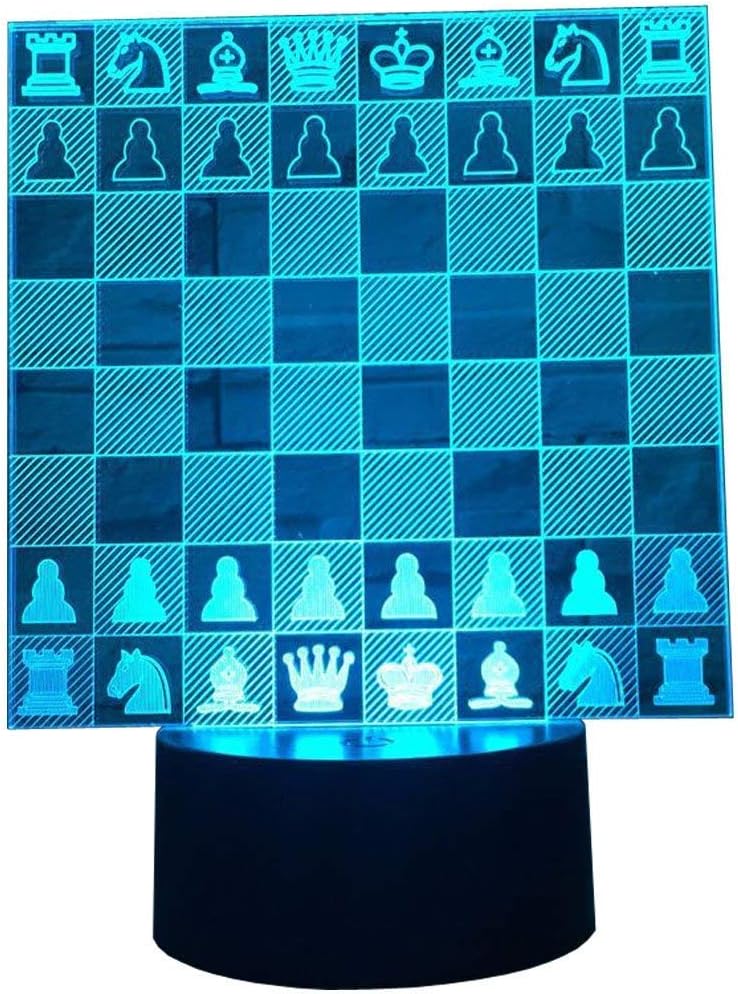 Optical Illusion 3D Chess Night Light 16 Colors Changing USB Power Remote Control Touch Switch Decor Lamp LED Table Desk Lamp