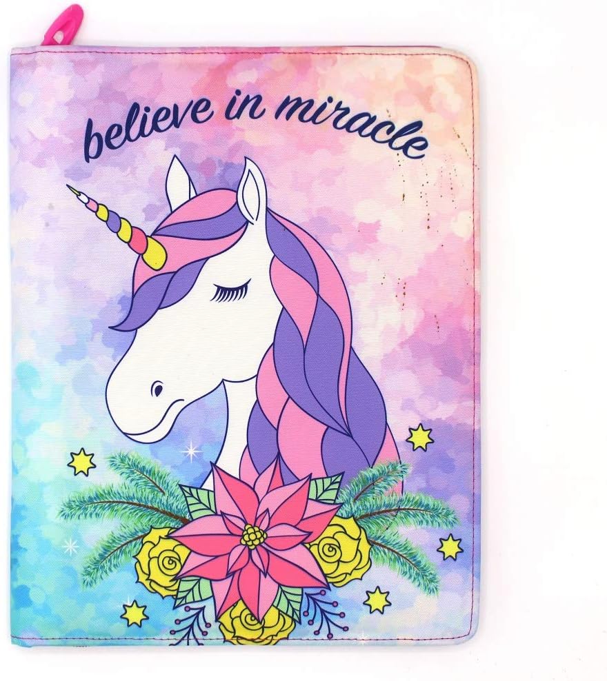 Shopaholic Believe in Miracle Unicorn Beautiful Trendy File Folder for Kids/Teenagers/Office Purpose