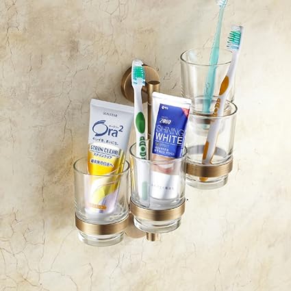 Todo el cobre portavasos antiguo cepillo de dientes/cepillo de dientes titular de Rotary/