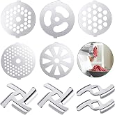 Mudder 9 Pieces Meat Grinder Blades Plate Discs Stainless Steel | Food Knife Cutter Meat Grinder Replacement Parts for Size 5 Stand Mixer Accessories