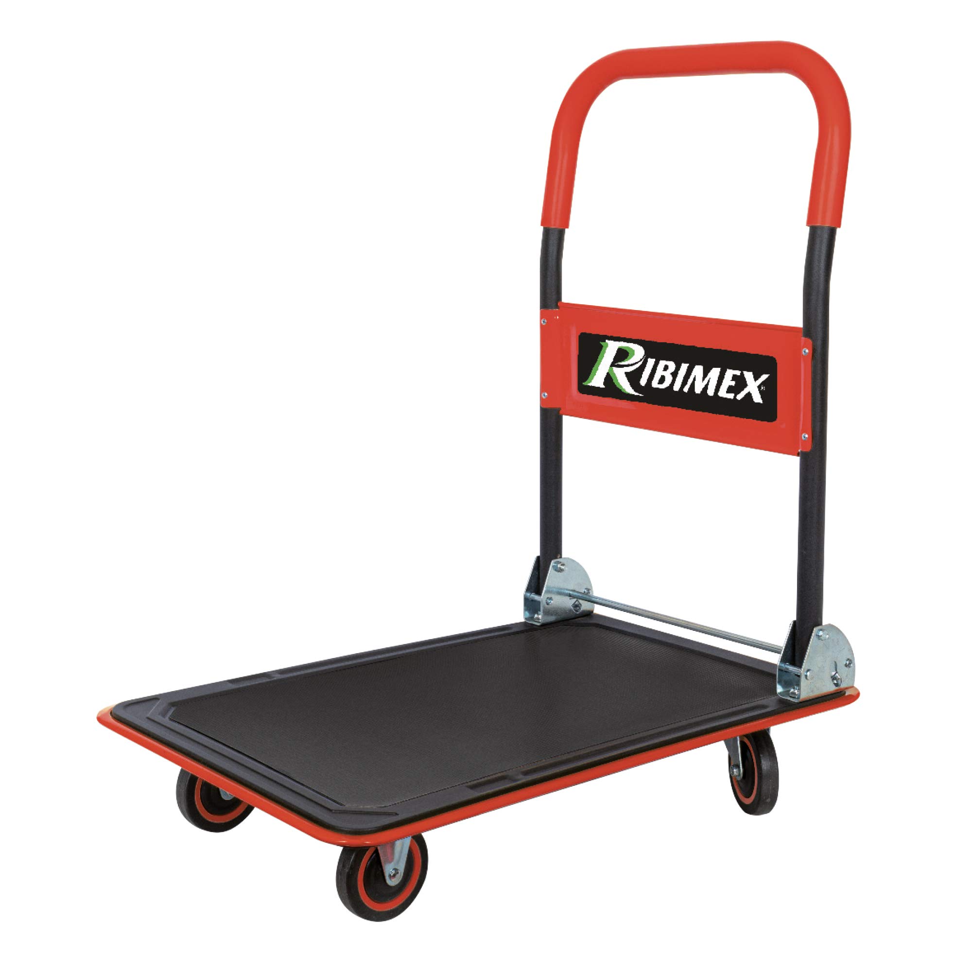 Ribimex PRCDT150 4 Wheel Folding Sack Truck - 200kg - Red & Black