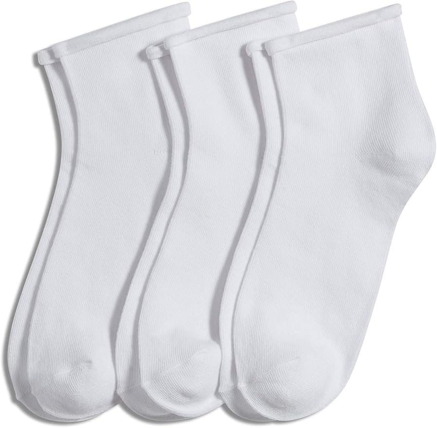 Jockey Women's Socks Women's RollCuff Socks 3 Pack, White, 610 at