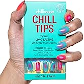 Chillhouse - Chill Tips, Press on Nails Kit - Mood Ring (Oval) - 30 Nail Shapes & Sizes - Up to 2 Weeks of Wear - Customizable Fit - Reusable - Latina Founded & Women Owned - Beauty & Self Care