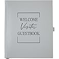 Paper 'n Such Guest Book for Rental House - Vacation Home Welcome Log - Short Term Rentals, Airbnb Essentials for Hosts, Hardcover Welcome Log - 7.5x9 Off White Neutral Color