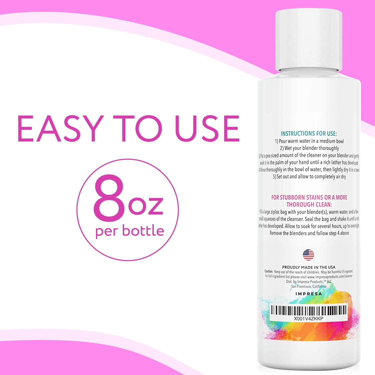 Impresa 8oz Cosmetic Cleanser & Conditioner compatible many foam Makeup Sponges and Brushes - Fragrance-Free, Dye-Free - Made in the USA: Beauty