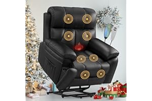 YONISEE Oversized Lift Chairs Recliner for Elderly with Massage and Heat, Overstuffed Wide Recliners, Recliner Chairs for Adults, Heavy Duty and Safety Motion with 2 Concealed Cup Holders, USB Ports