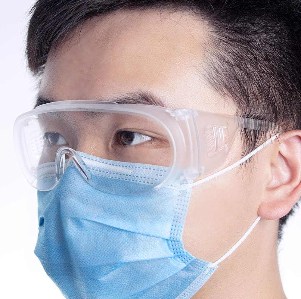 Safety Glasses Anti Fog Scratch Resistant Wrap-Around Lenses and No-Slip Grips, UV Protection. Adjustable