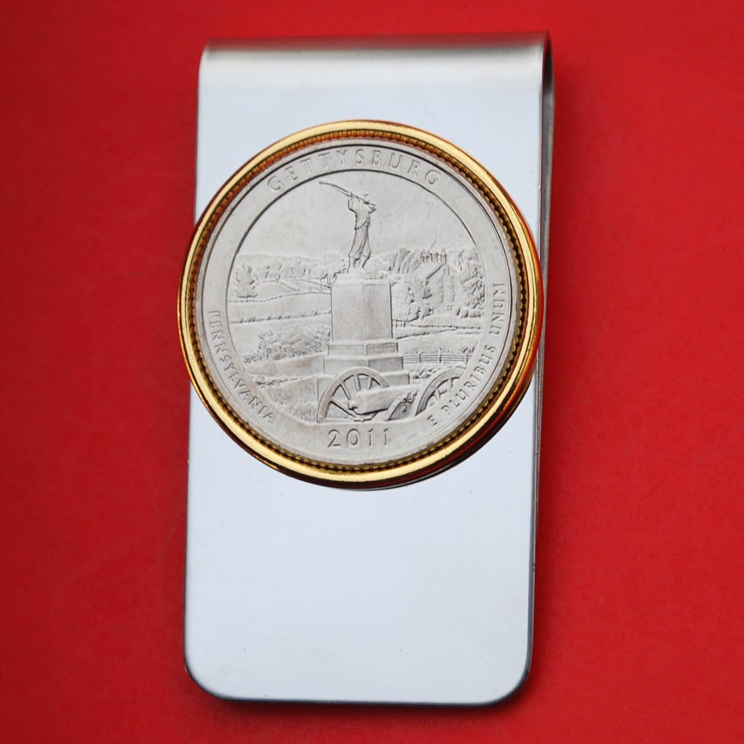 Amazon Com Us 2011 Pennsylvania Gettysburg National Military Park Quarter Bu Uncirculated Coin Two Toned Money Clip New America The Beautiful Handmade