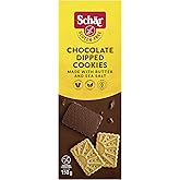 Schar Chocolate Dipped Gluten-Free Cookies - Non GMO, Preservative Free, Shortbread Cookies with Rich Dark Chocolate, 150g