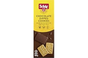 Schar Chocolate Dipped Gluten-Free Cookies - Non GMO, Preservative Free, Shortbread Cookies with Rich Dark Chocolate, 150g