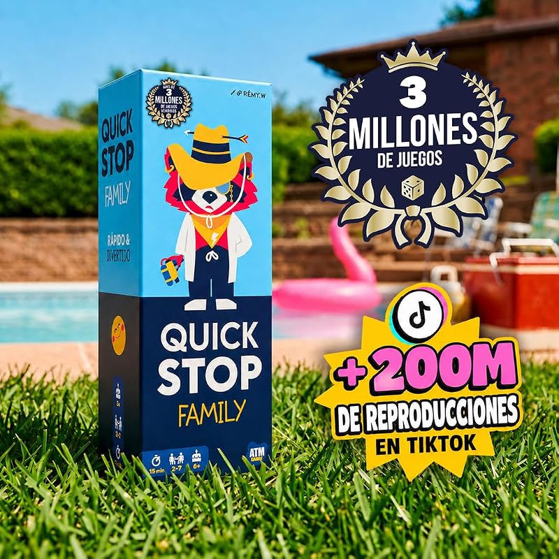 Quickstop Family – El Juego de Mesa Más Divertido para Toda la Familia | a Partir de 6 años, de 2 a 7 Jugadores y Reglas en 1 min - Juego de Viaje