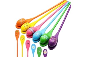 JOYIN Easter Egg and Spoon Race Game Set; 6 Eyeballs and Spoons with Assorted Colors for Kids and Adults Halloween Outdoor Fun Games, Party Favor Supplies, Classroom Activities