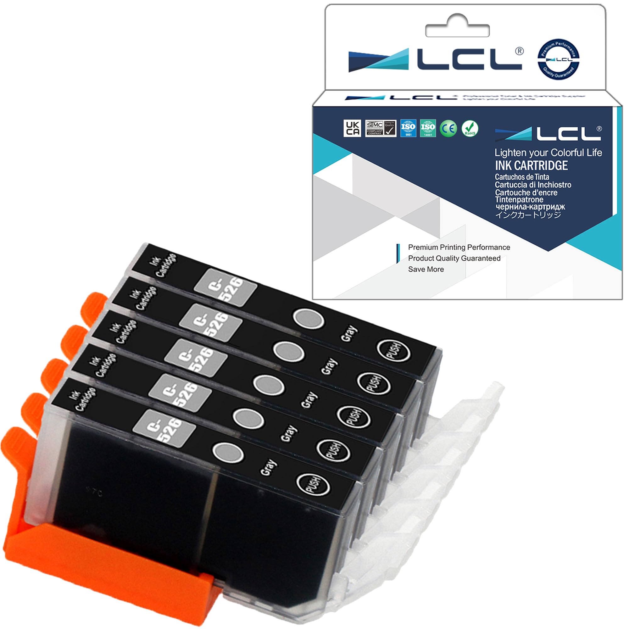 LCL Compatible Ink Cartridge CLI-526 CLI-526GY (5 Grey) Replacement for Canon PIXMA MG6150 MG6250 MG8150 MG8250