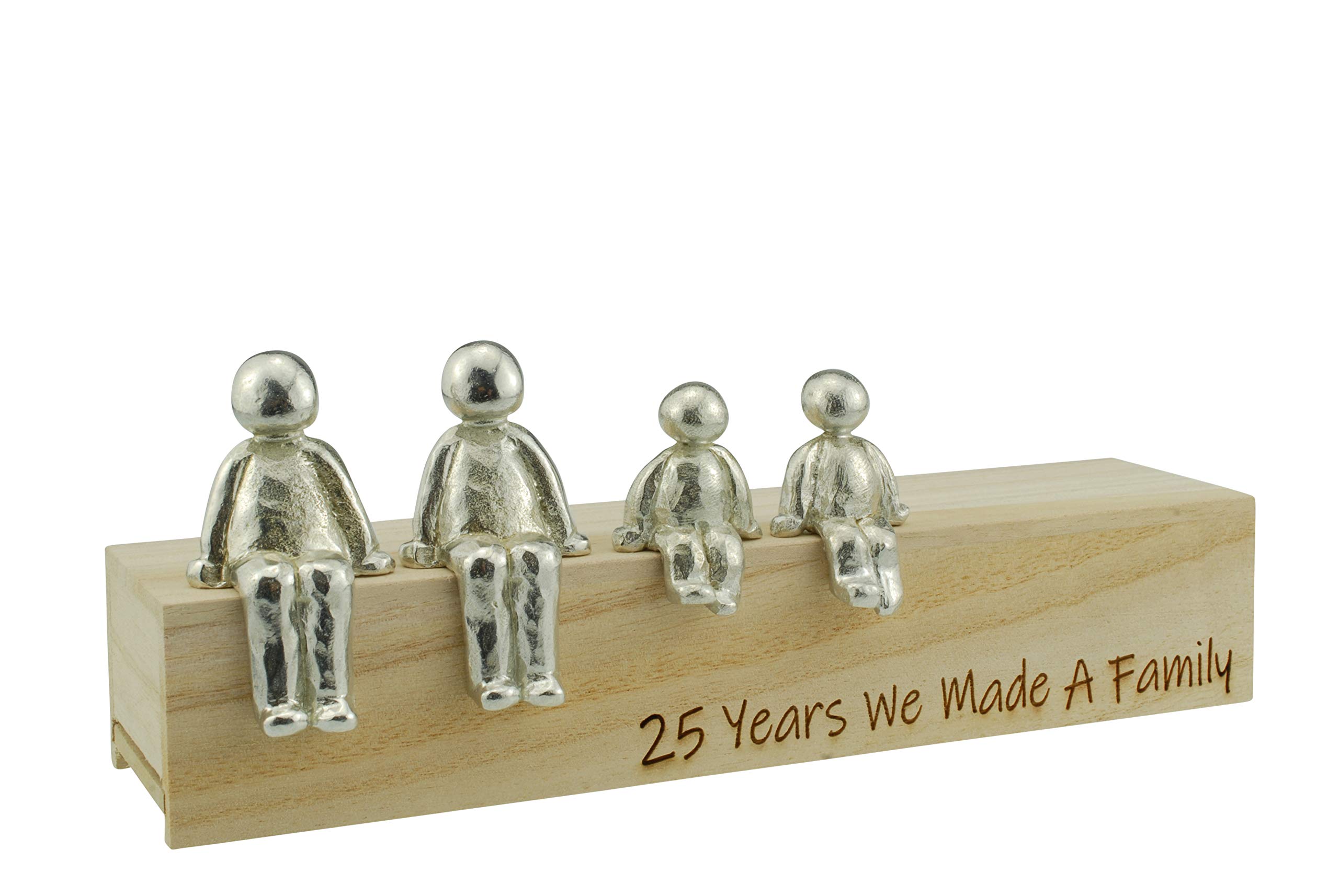 Pirantin 25th Anniversary Idea - 25 Years We Made A Family Metal Ornament - Choose Your Family Combination Box & Woodgrain May Vary(2 Children)