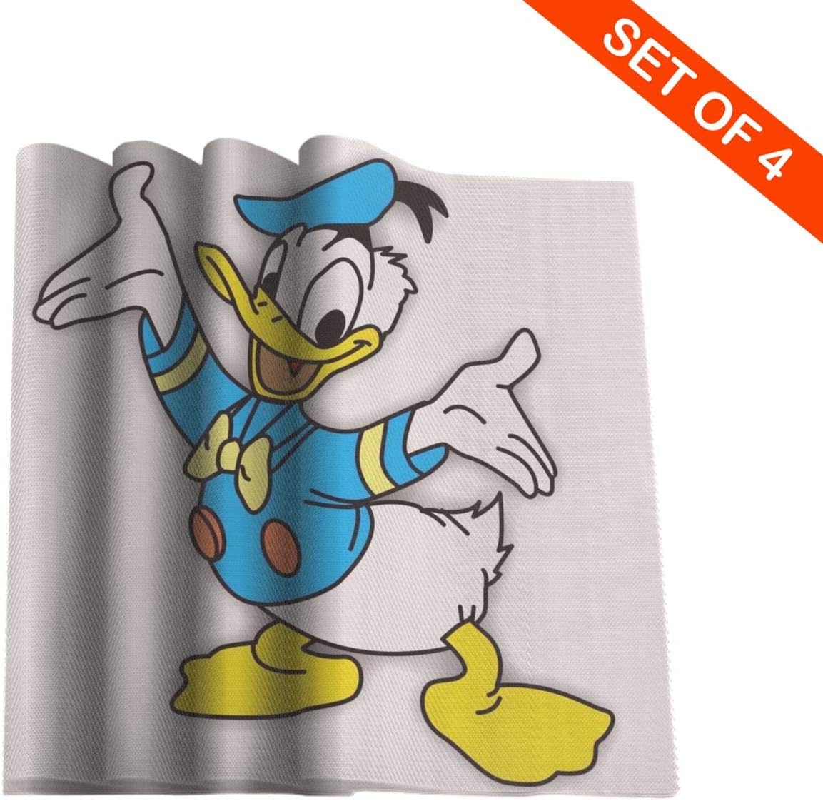 Amazon ドナルドダックが両手の壁紙を広げる ランチョンマット 高級感 おしゃれ かわいい 食卓飾り 滑り止め 断熱 お手入れ簡単 コーヒーマット 家庭レストラン用 ４枚セット プレースマット30 30cm ランチョンマット オンライン通販