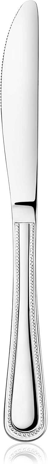  | New Star Foodservice 58444 Bead Pattern, Stainless Steel, Dinner Knife, 8.5-Inch Set of 12: Flatware Sets