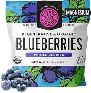 Pitaya Foods® Regenerative Organic Blueberries Whole Berries, Pre-Packaged Frozen Fruit, No Added Sugar or Preservatives, Goo