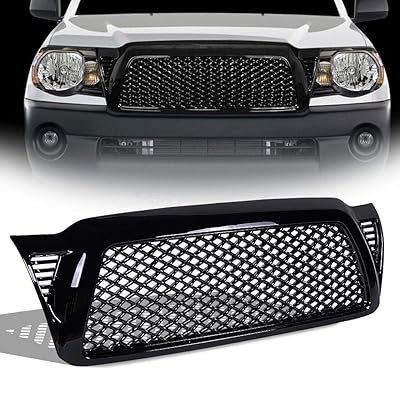 Fun 2005-2011 Toyota Tacoma Gloss Black Dragon Mesh Front Hood Bumper Grill Grille