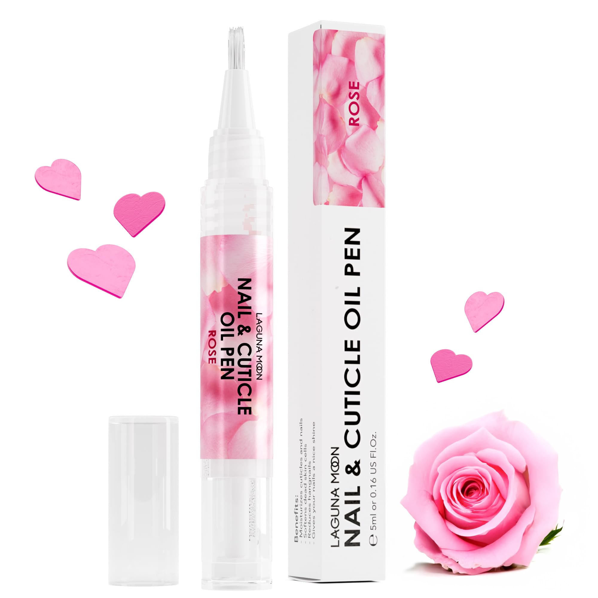 Lagunamoon Moisturizing Nail & Cuticle Oil Pen Jojoba Seed Oil Hand & Nail Treatment Rose Nail Oil Pen 5ml