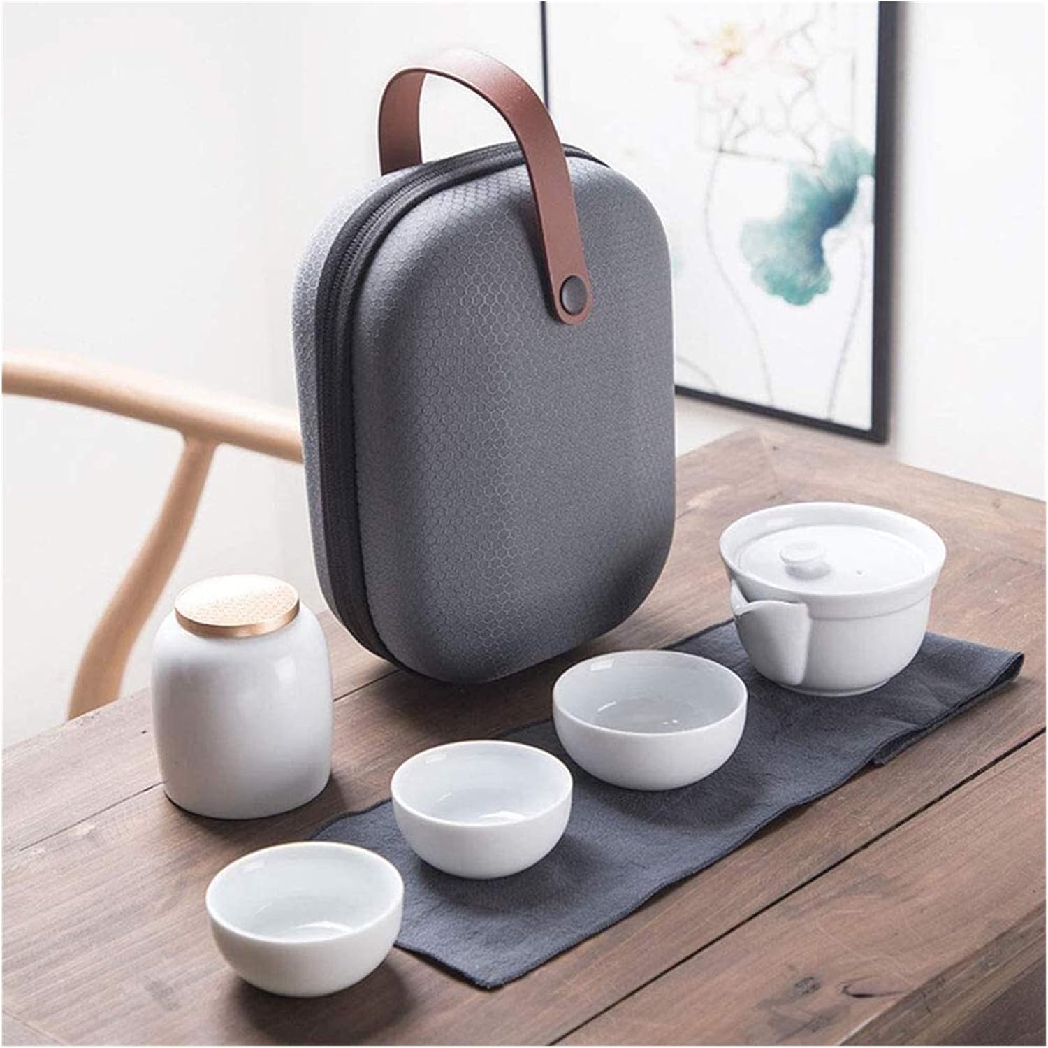 Kungfu Tea Set, Portable Travel Tea Set, Travel Tea Pot Cup Set with