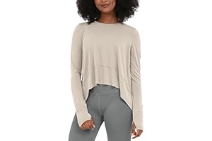 ODODOS Long Sleeve Tee for Women with Thumb Hole Athletic Gym Workout Crop Tops Yoga Shirts