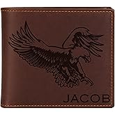 Personalized Christmas Gifts, Wallet For Men, Engraved Name Wallet, Holiday Gifts For Dad Husband, Personalized Bald Eagle Leather Wallet
