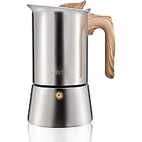 Stainless Steel Stovetop Espresso Coffee Maker 6cups | 10OZ Espresso Pot | Mocha Pot 300ml |Replacement Silicone Gasket…