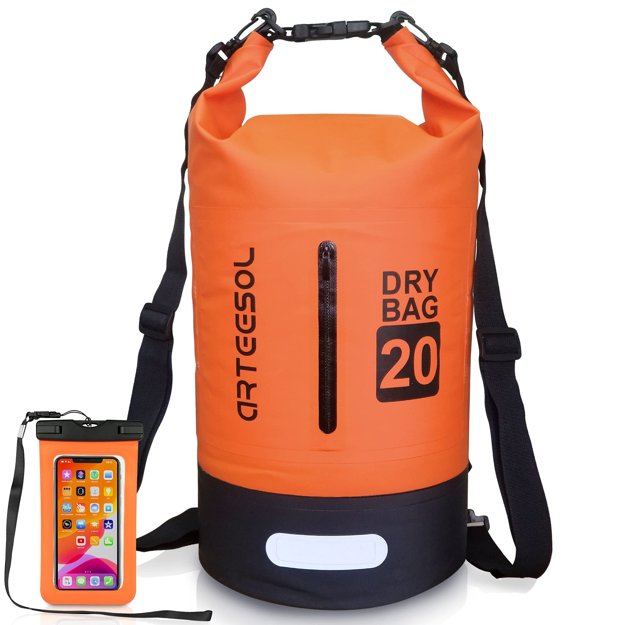 Blackace arteesol Dry Bag 5L/10L/20L/30L Wet Bag Waterproof Bag with Phone Pouch Double Shoulder Strap Backpack for Travelling Fishing Cycling Kayaking Swimming Boating Beach